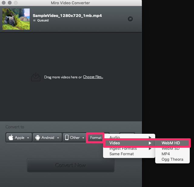 Miro Video Converterでmp4動画をogvやwebmに変換する方法（Mac）